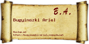 Bugyinszki Ariel névjegykártya